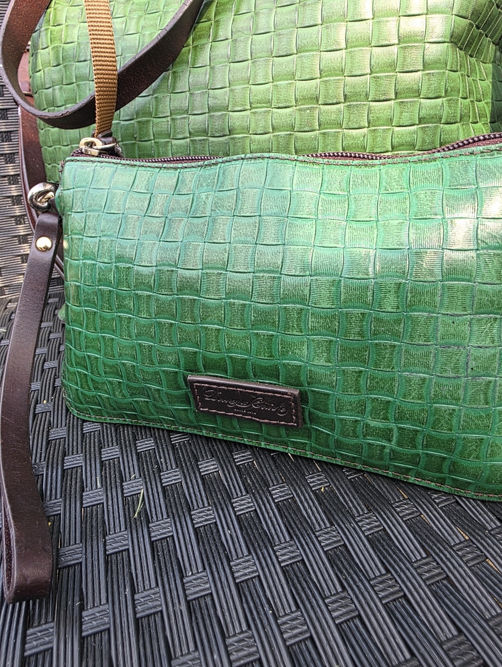 Dooney & Bourke Beguiling Shamrock Green Woven Tote and Matching Large Wristlet - Picture 2 of 16